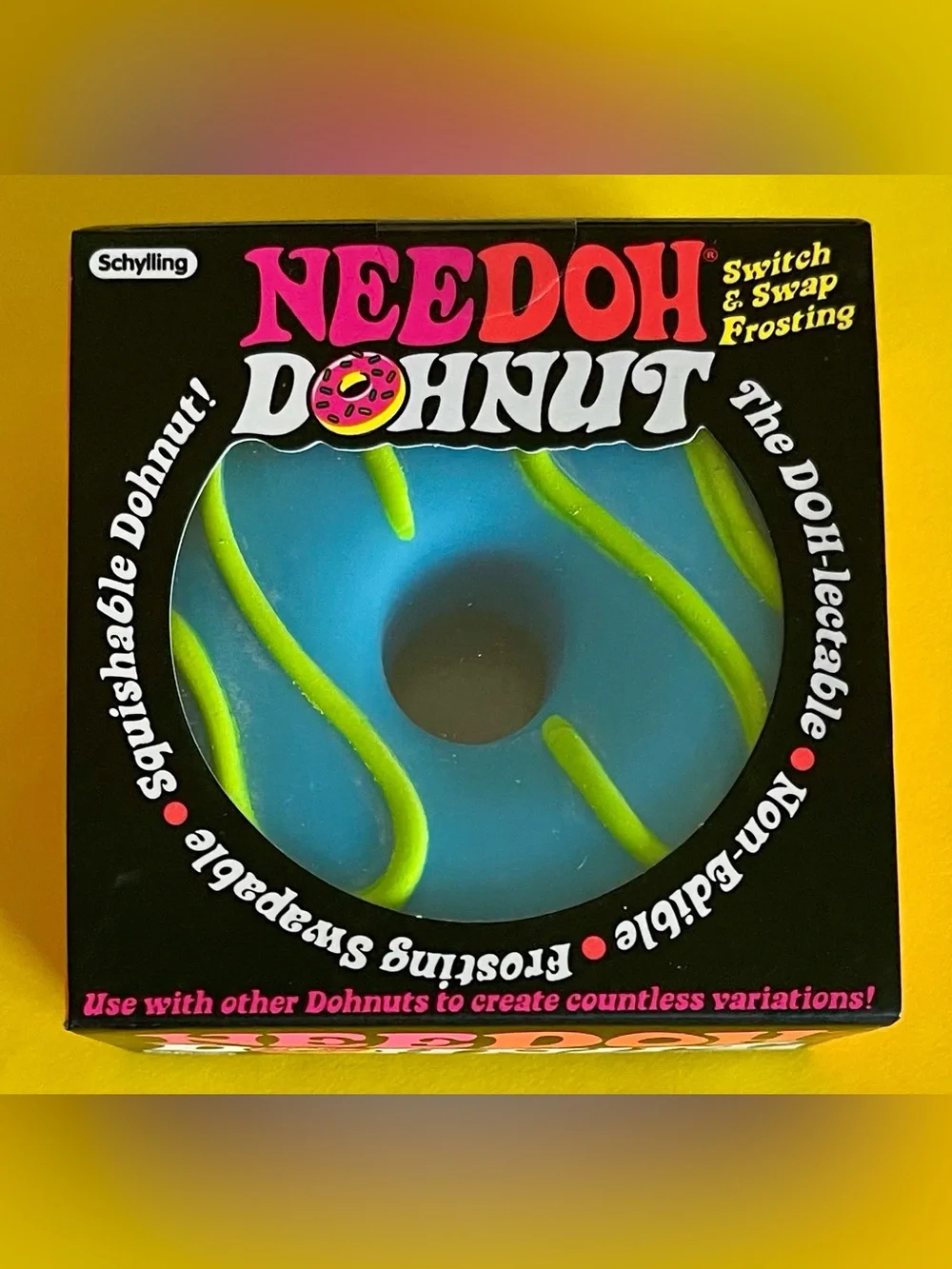 Needoh DOHNUT - Blue/Pink with Lime Drizzle! Switch&Swap Frosting Soft Squeeze!